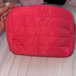Pink Quilted Women's Cosmetic Pouch